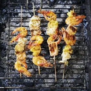 Gluten-Free Dairy-Free Seafood, pineapple & coconut kebabs — South east asian recipe