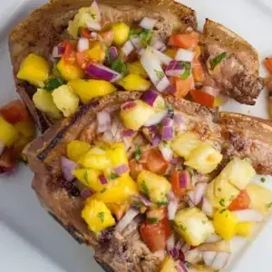 Gluten-Free Dairy-Free Tender Pork Chops with Mango-Pineapple Salsa — Mexican recipe