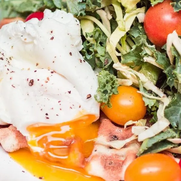 Vegetarian Dairy-Free Breakfast Salad with a Pizza Crust Waffle — Italian recipe