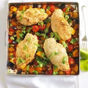 Dairy-Free Nut-Free Thai coconut crumbed chicken traybake — South east asian recipe