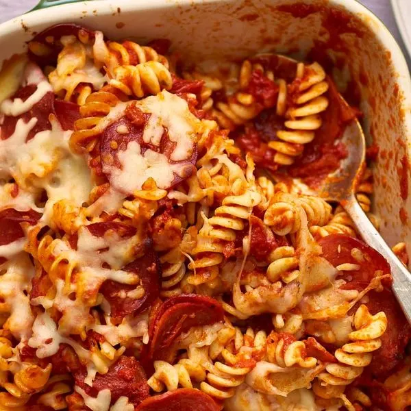 Nut-Free Shellfish-Free Pepperoni Pizza Baked Pasta — Italian recipe