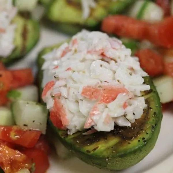 Gluten-Free Dairy-Free Seafood Salad Stuffed Avocado — Mediterranean recipe