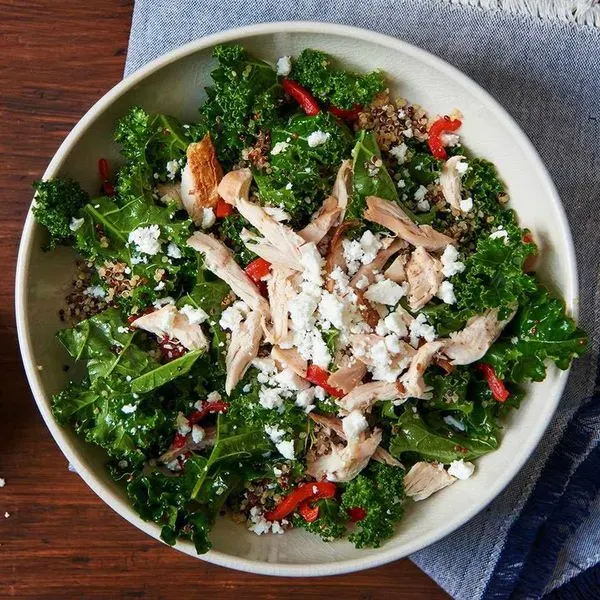 Gluten-Free Nut-Free Kale Salad with Quinoa & Chicken — American recipe