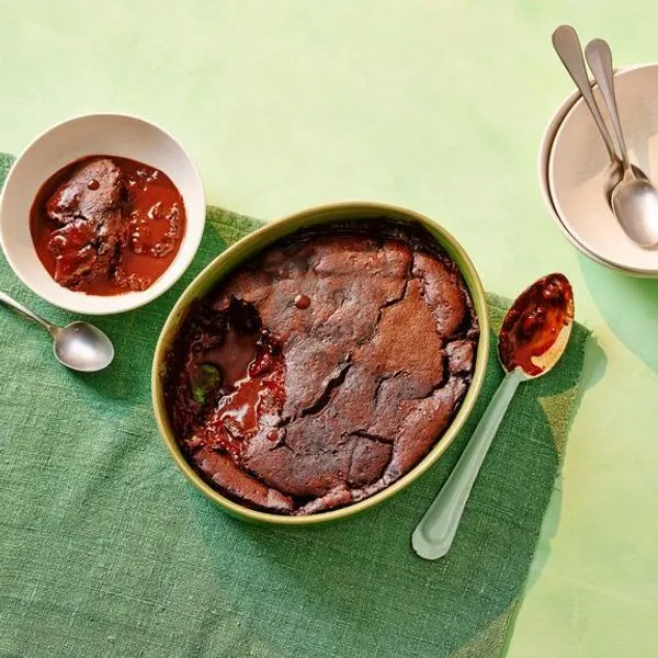 Vegetarian Nut-Free Vegan chocolate self-saucing pudding — American recipe