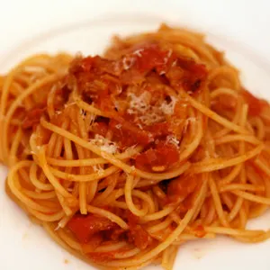 Nut-Free Shellfish-Free Dinner Tonight: Pasta with Onion, Bacon, and Tomato (Pasta All'Amatriciana) Recipe — Italian recipe