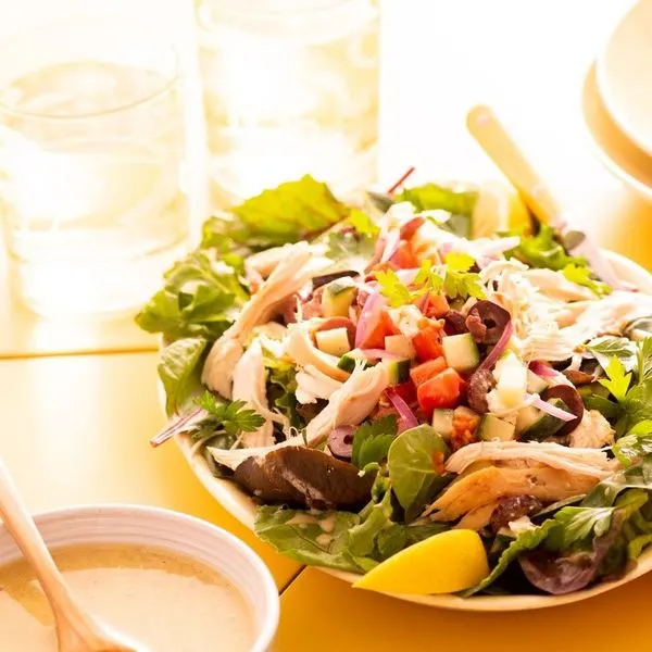 Gluten-Free Nut-Free Atkins Mediterranean Salad with Rotisserie Chicken — Mediterranean recipe