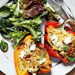 Vegetarian Nut-Free Grilled Vegetarian Stuffed Peppers — Mediterranean recipe