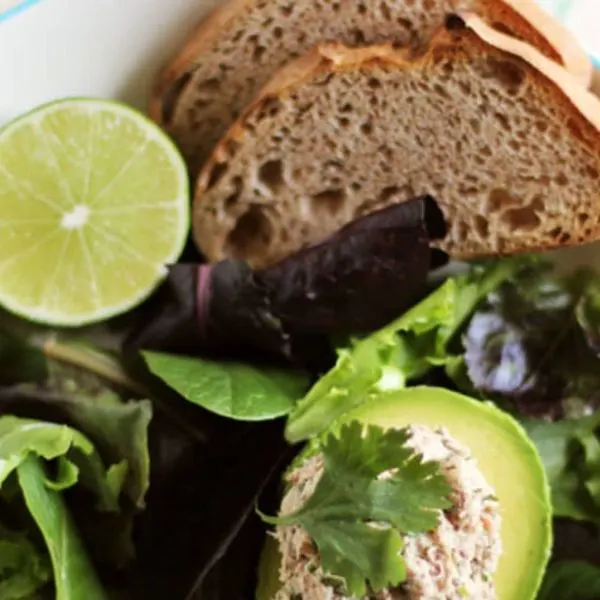 Gluten-Free Dairy-Free Cilantro-Lime Sardine Salad in Avocado Halves — Mediterranean recipe
