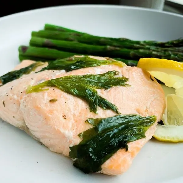 Gluten-Free Dairy-Free Celery Leaf & Fennel Poached Salmon — Nordic recipe