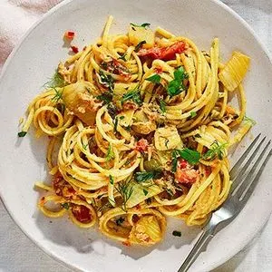 Nut-Free Egg-Free Fennel & seafood linguine — Italian recipe