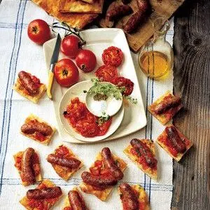 Dairy-Free Nut-Free Grilled Italian Sausages and Tomatoes on Focaccia — Italian recipe