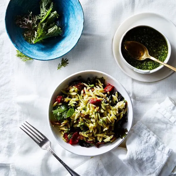 Vegetarian Nut-Free Antipasto Orzo Pasta Salad — Italian recipe