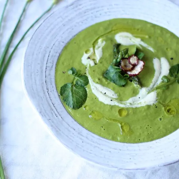 Vegetarian Gluten-Free Spring Watercress & Asparagus Soup — South east asian recipe