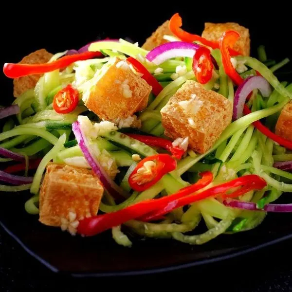 Gluten-Free Dairy-Free Crisp Tofu and Thai Cucumber Raita — South east asian recipe