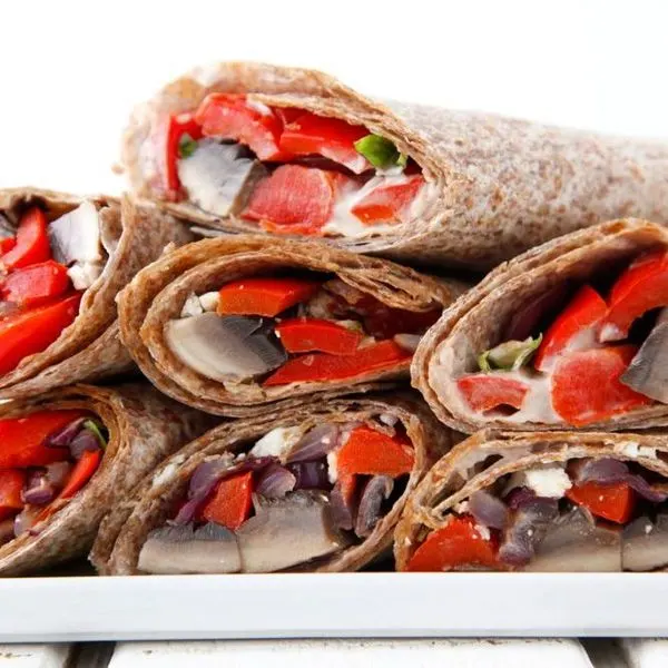Vegetarian Nut-Free Mediterranean Grilled Veggie Wraps — Mediterranean recipe