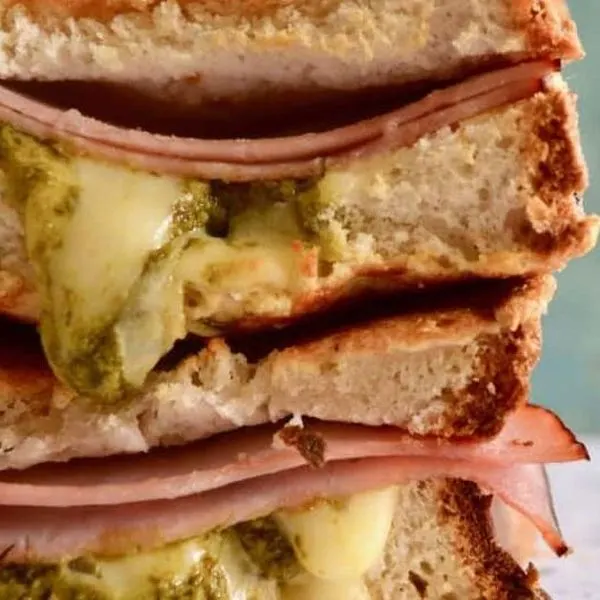 Gluten-Free Nut-Free Ham, Cheese & Pesto Toasties — Italian recipe