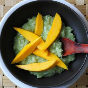 Vegan Vegetarian Thai-Inspired Coconut-Pandan Rice Pudding With Fresh Mango Recipe — South east asian recipe
