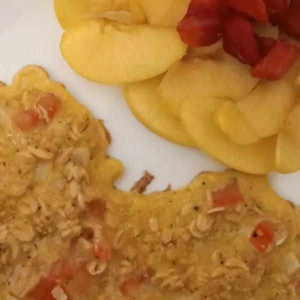 Vegan Vegetarian Oat veggies omelet with dessert — French recipe