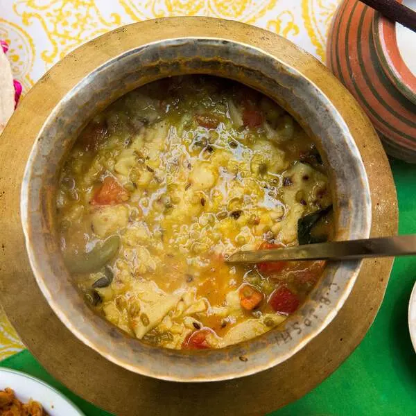 Vegetarian Nut-Free Dal Dhokli (Indian Roti and Lentil Stew) — Indian recipe