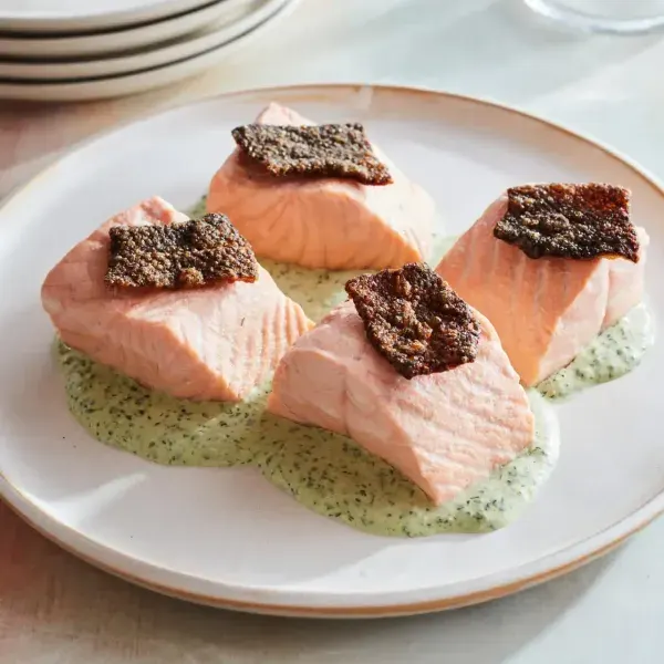 Gluten-Free Keto Keto Poached Salmon with Green Goddess Sauce — Nordic recipe