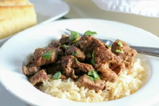 Gluten-Free Dairy-Free Easy Instant Pot Beef Tips and Rice