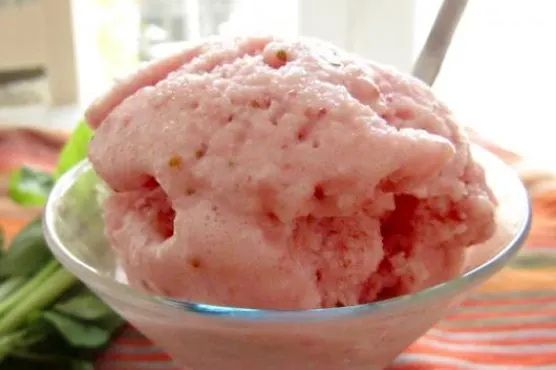 Vegetarian Gluten-Free Strawberry Lime Basil Sherbet