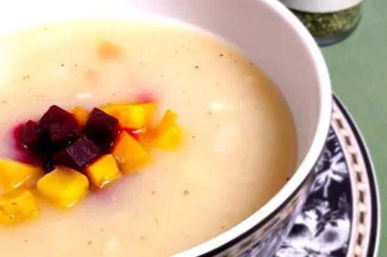Nut-Free Shellfish-Free Potato & Leek Soup with Roasted Beets