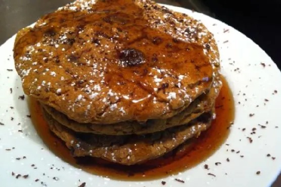 Vegetarian Nut-Free Baked Pumpkin Chocolate Chip Pancakes