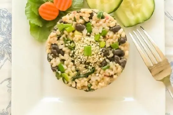 Vegan Vegetarian Black Beans & Brown Rice With Garlicky Kale