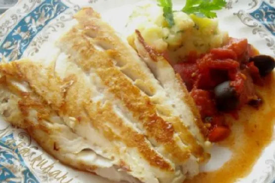Gluten-Free Dairy-Free Cod with Tomato-Olive-Chorizo Sauce and Mashed Potatoes
