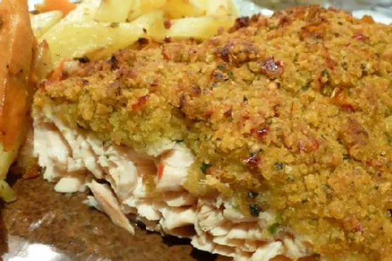 Dairy-Free Paleo Crispy Panko and Herb Crusted Salmon