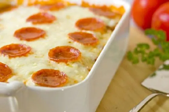 Nut-Free Shellfish-Free Easy Cheesy Pizza Casserole — Mediterranean recipe