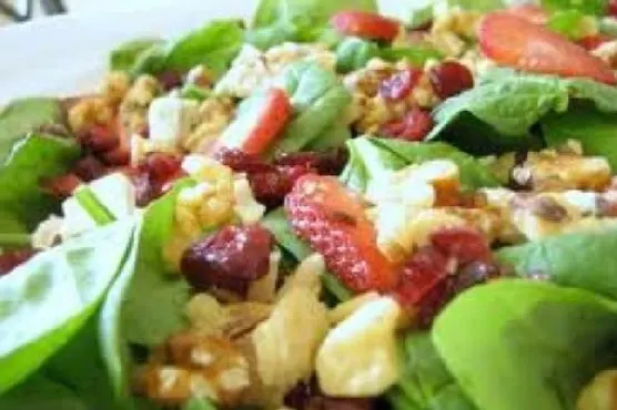 Vegan Vegetarian Fruit and Spinach Salad with "Xocai Activ" Vinaigrette