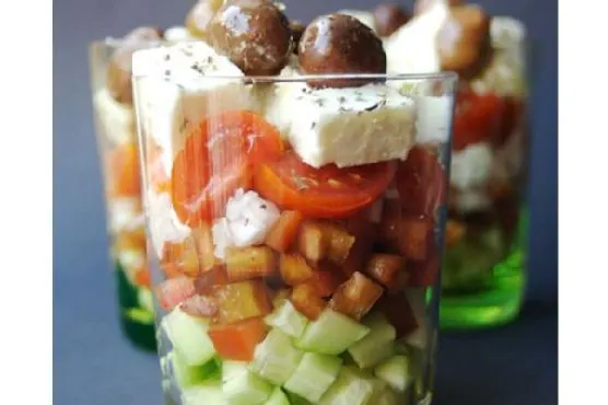 Vegetarian Gluten-Free Layered Greek Salad — Mediterranean recipe