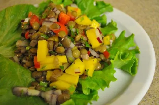 Vegan Vegetarian Lentil Mango Salad