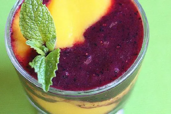 Vegan Vegetarian Mango-Berry Swirled Smoothies