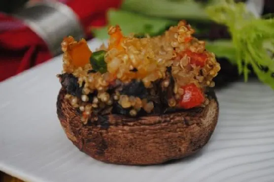 Vegan Vegetarian Quinoa Stuffed Mushrooms