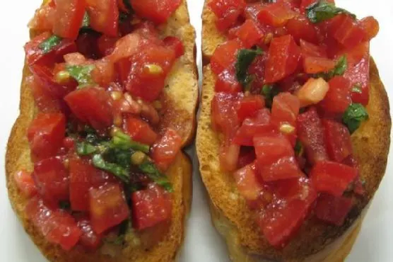 Vegan Vegetarian Roma Tomato Bruschetta — Mediterranean recipe