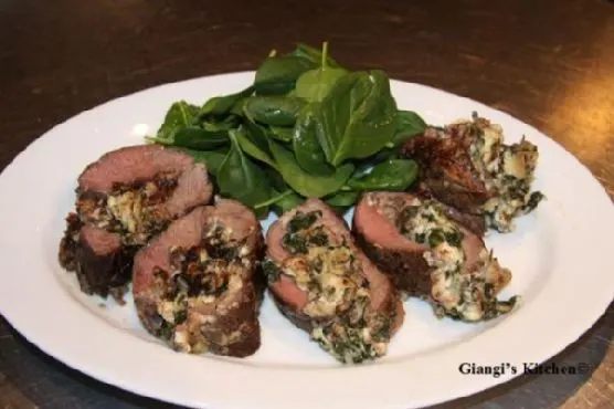 Nut-Free Shellfish-Free Spinach and Gorgonzola Stuffed Flank Steak