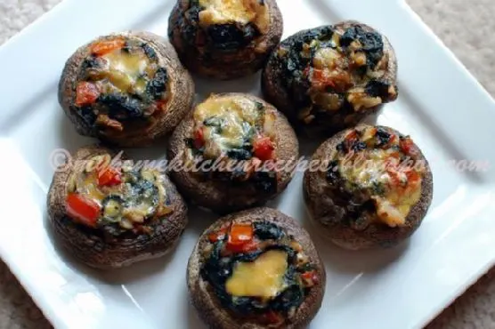 Gluten-Free Keto Spinach N Walnut Stuffed Mushrooms