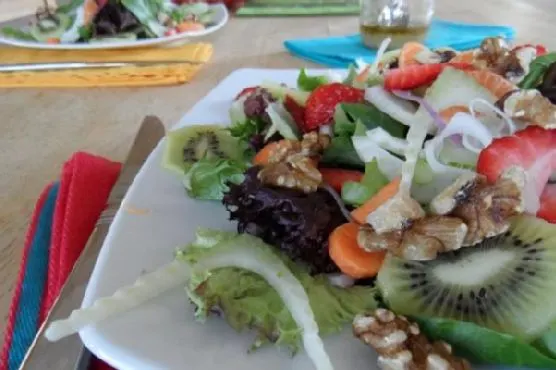 Vegetarian Gluten-Free Spring Salad with Walnut Vinaigrette