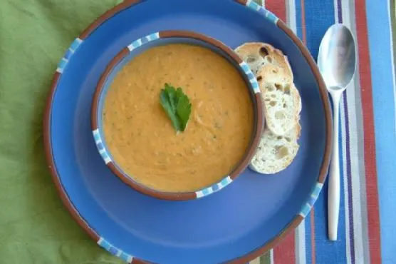 Vegan Vegetarian Sweet Pepper and Heirloom Tomato Gazpacho