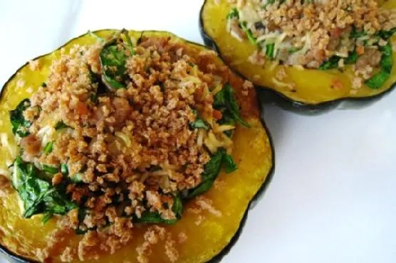 Dairy-Free Nut-Free Turkey and Rice Stuffed Acorn Squash