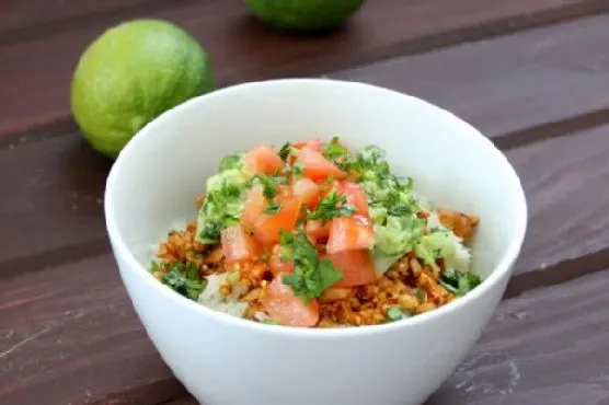 Vegan Vegetarian Vegan Taco bowls with Cilantro Lime Cauliflower Rice — Mexican recipe
