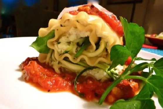 Nut-Free Shellfish-Free Veggie Lasagna Rolls with Peppery Pecorino Marinara — Mediterranean recipe