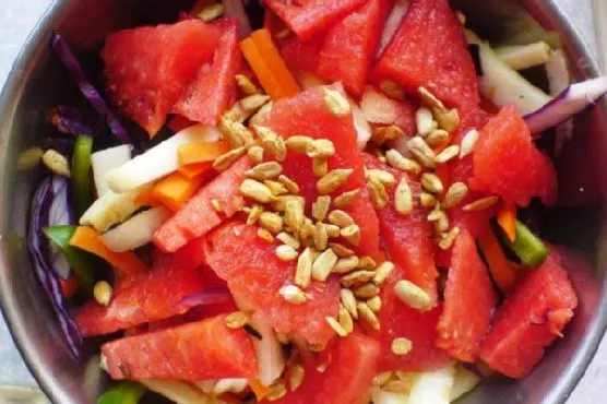 Vegan Vegetarian Watermelon, Zucchini, Carrot Salad