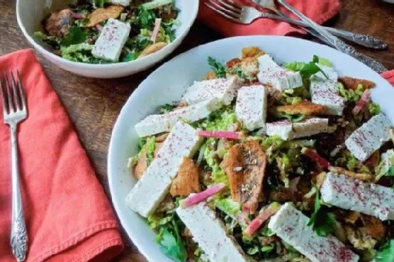 Vegetarian Nut-Free Winter Fattoush Salad — Middle Eastern recipe