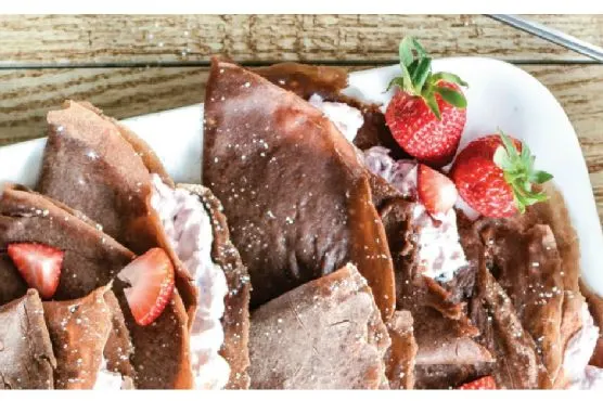 Vegetarian Nut-Free Strawberry Cheesecake Chocolate Crepes — Mediterranean recipe