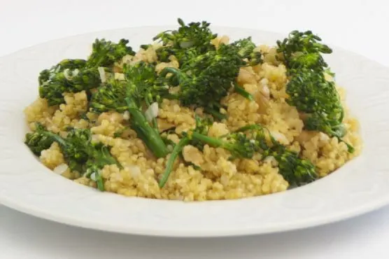 Vegan Vegetarian Broccolini Quinoa Pilaf — Mediterranean recipe