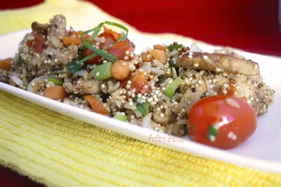 Gluten-Free Nut-Free Stir Fried Quinoa, Brown Rice and Chicken Breast